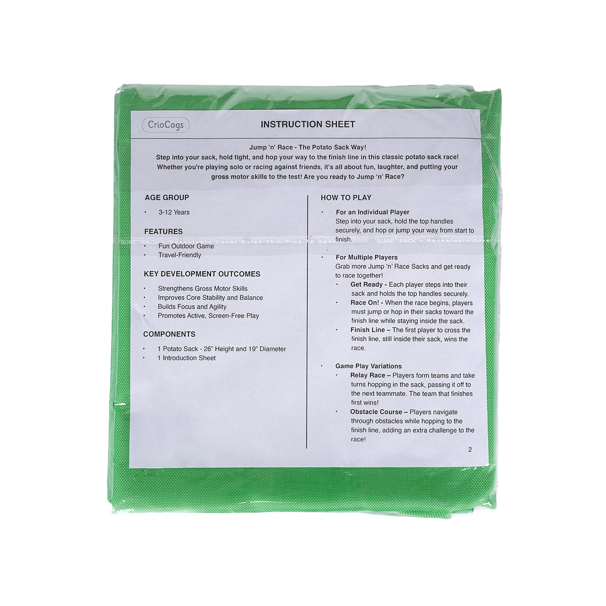 Jump 'n' Race Sack - Green